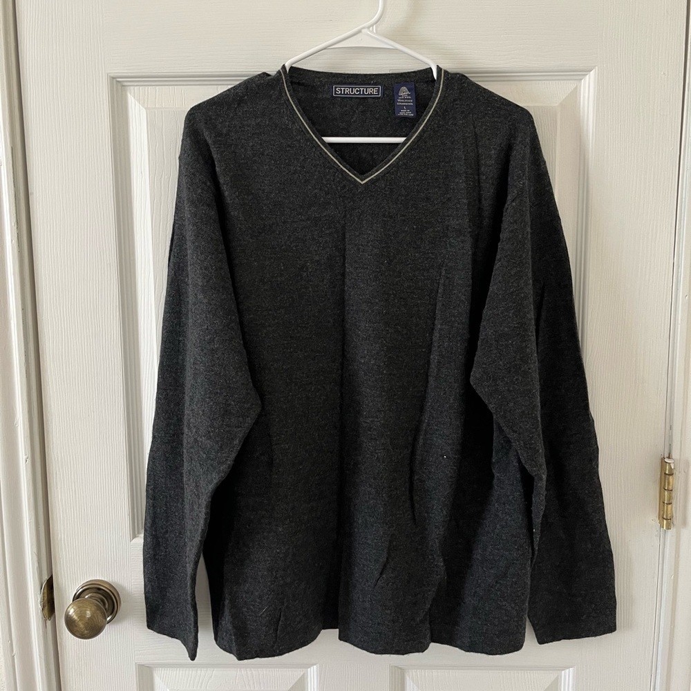 Structure Charcoal V-Neck Men's Sweater